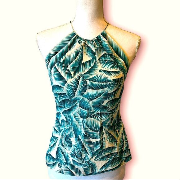 🎄Ann Taylor Leaf Pattern Halter Top - Picture 1 of 10